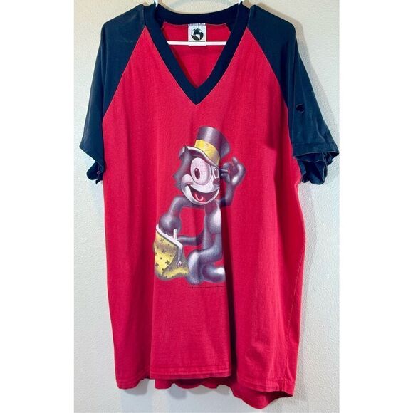 Vintage The Planet Felix The Cat Black & Red Unisex Tee Shirt One Size - Picture 1 of 9